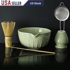Matcha Whisk Set 7-Piece Bamboo Whisk Bowl Sifter Holder Tea Towel Gift Set New
