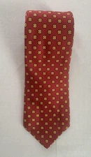 Brooks Brothers Tie Mens Red Silk Geometric Medallion Print England Classic