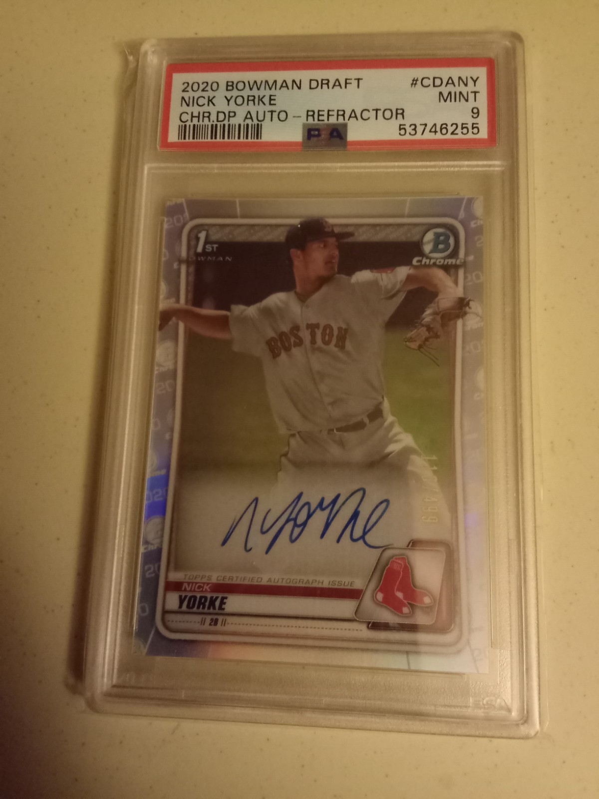 2020 Bowman Chrome Nick Yorke #113/499 AUTOGRAPH REFRACTOR #CDA-NY PSA 9 Mint
