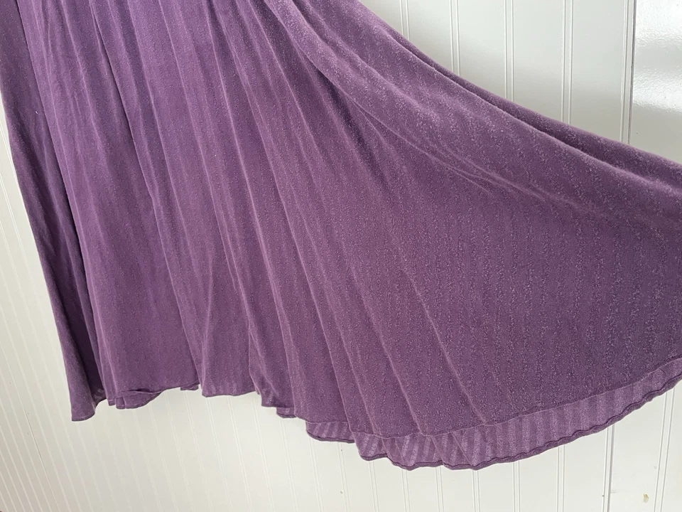 Renaissance Peasant Skirt Purple Woman Size M Elastic Waist Textured Stripe - Image 4 of 4