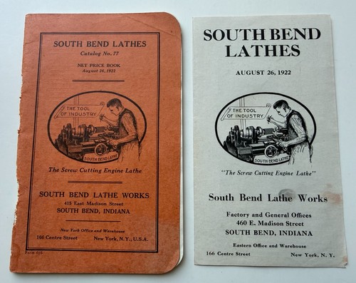 VINTAGE 1922 South Bend Lathe Works CATALOG w/many Nice Tool PHOTOS & Insert!