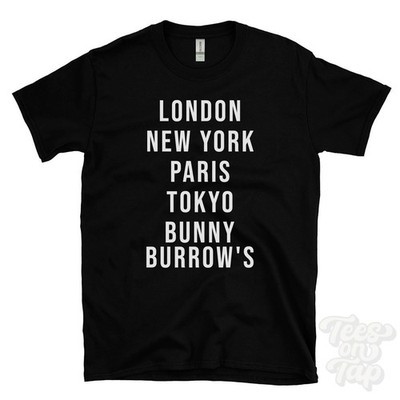 LONDON NEW YORK PARIS TOKYO BUNNY BURROW'S LUSTIGES T-SHIRT Minehead England