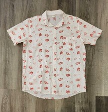 Toy Story 4 Men's Shirt XL Pizza Planet Claw White Red Button Down Short-sleeve