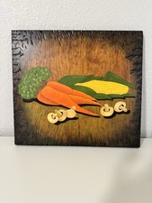 15”x13.5” Still Life Veggie Painting On Wood - Unknown Artist