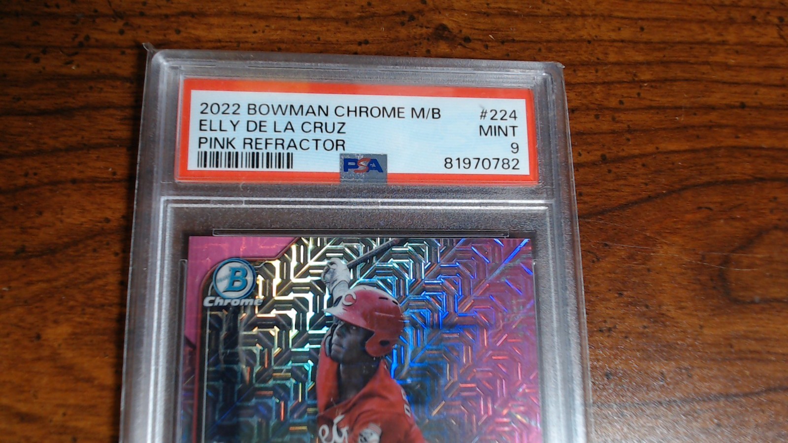 Elly De La Cruz-2022 BOWMAN CHROME PROSPECTS | PINK REFRACTOR-199/199 -PSA 9 view 2