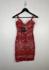 NWT Parisian Red Crochet Lace Sleeveless Strappy Mini Dress Bodycon UK 6 Party
