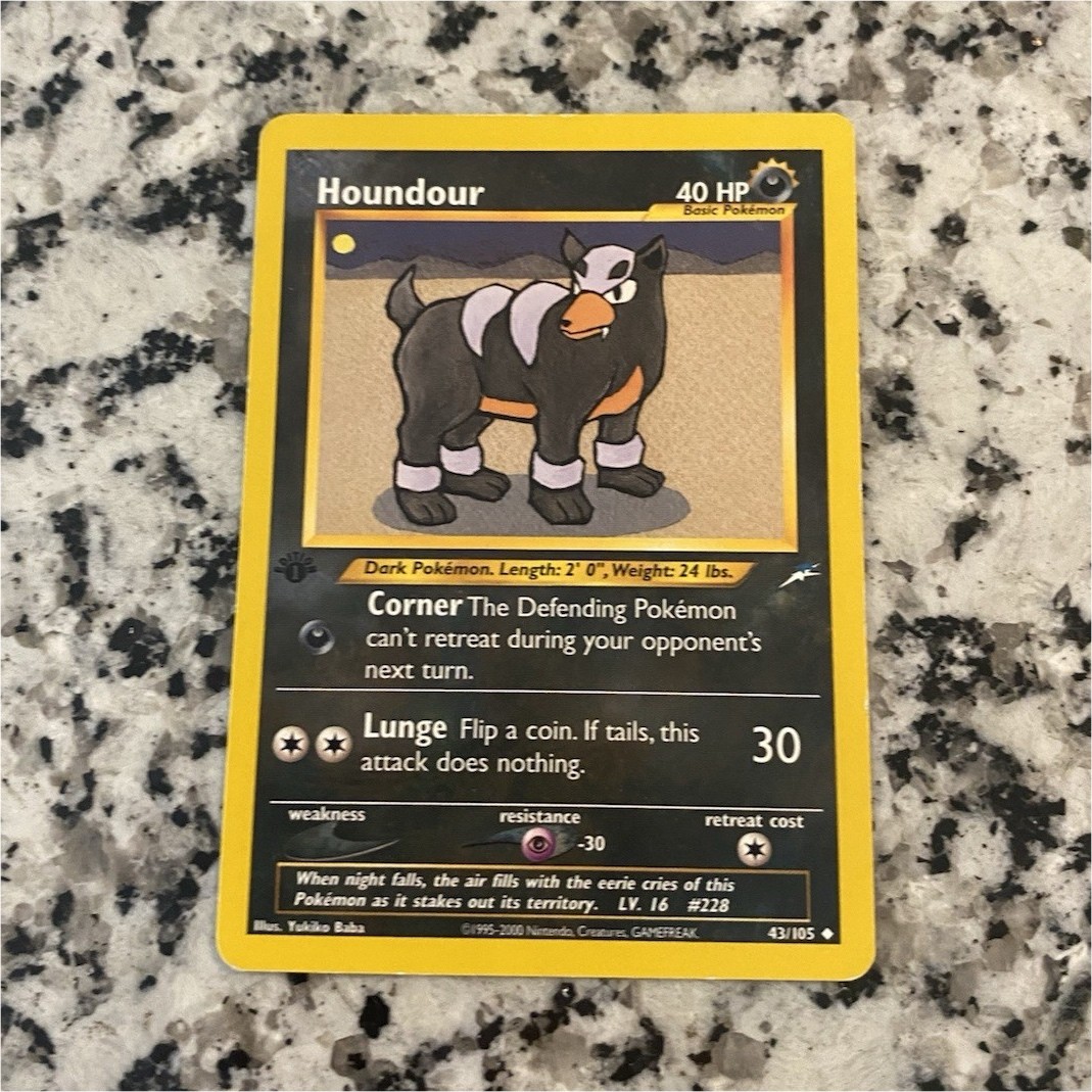 Pokemon TCG Houndour 43/105 Neo Destiny 1st Ed Regular Uncommon 40 HP ENG