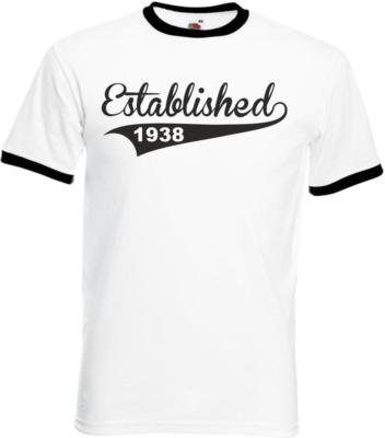 Personalisiertes lustiges Herren-T-Shirt Ringer Geburtstag etabliert in Geschenken Geschenke