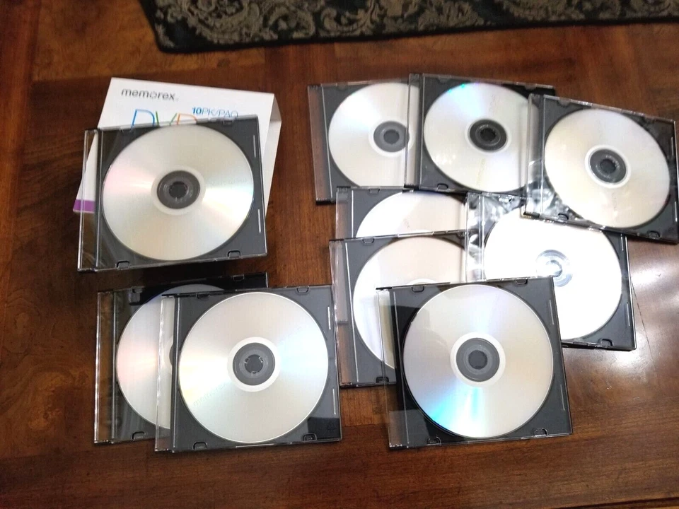 Lote de 10 nuevos DVD grabables en blanco Memorex DVD+R, 4X, 4,7 GB, 120 minutos. Foto 2 de 4