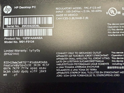 Hp Desktop Model m01-f0134 i7 windows pro - Picture 7 of 10