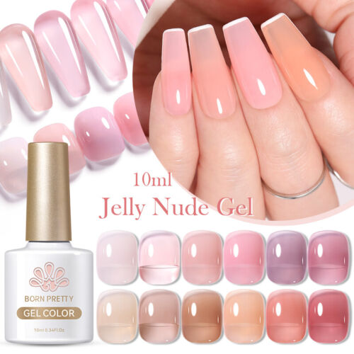 BORN PRETTY Jelly Gel Nude Color Semi Transparent Nail Gel Paint Clear Pink Gel - Picture 1 of 78