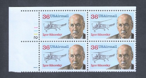 1988 Choice of Plate Blocks C119! US MNH Airmail Stamps Igor Sikorsky Helicopter - Bild 2 von 3