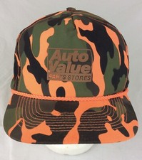 Vintage 90s Trucker Hat Auto Value Parts Store Camo