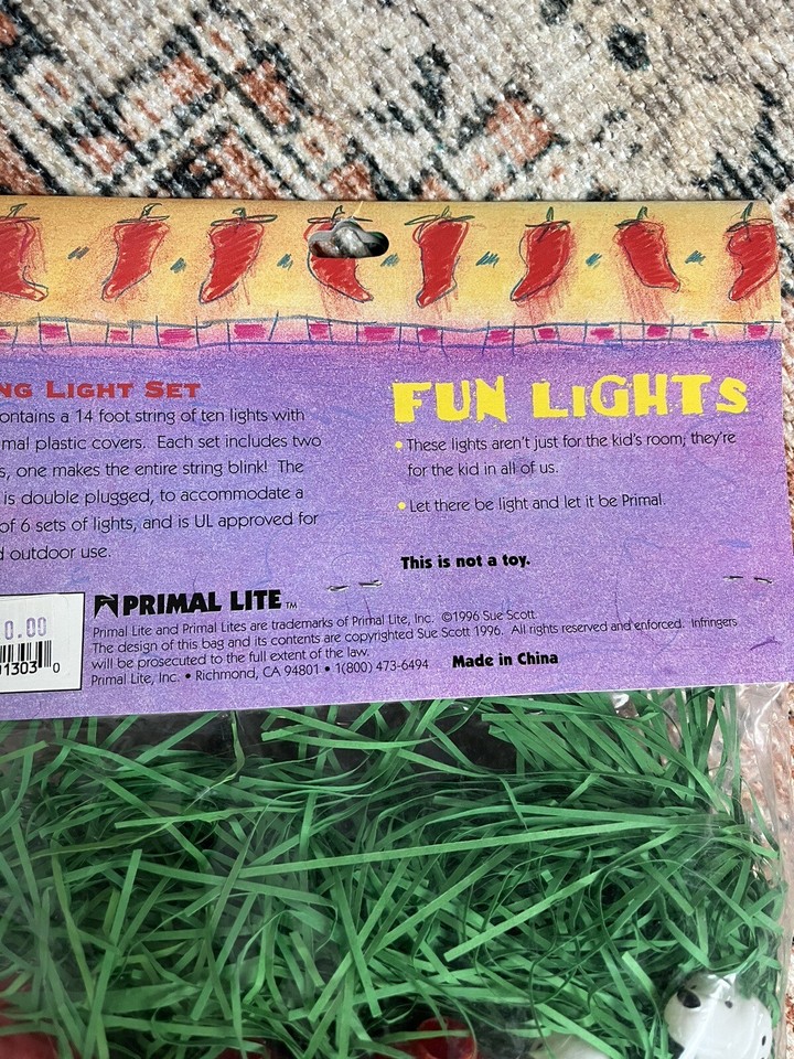 Vintage 1996 DALMATIAN AND FIRE HYDRANT STRING LIGHTS PRIMAL LITE FUN