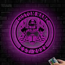 Personalized Football Player Metal Sign LED Lights, Football Team Gift