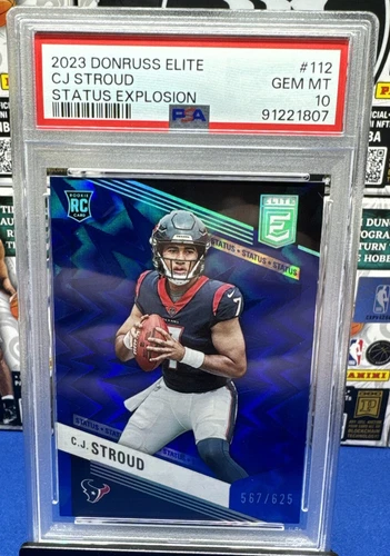 PSA 10 GEM MINT CJ STROUD RC Status Explosion Blue /625 #112 2023 Donruss Elite