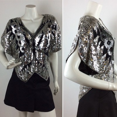 black silver sequin top