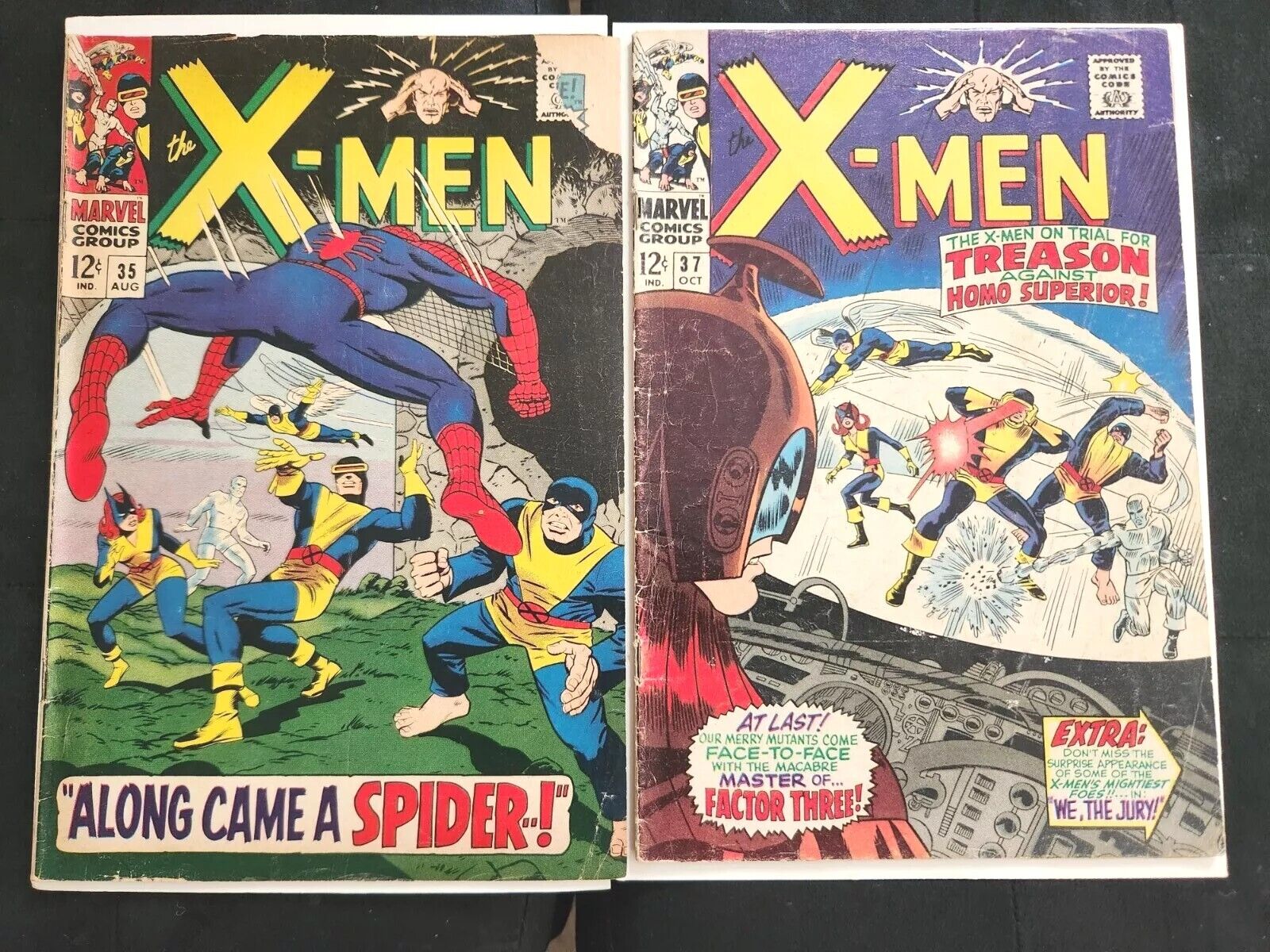 Xmen Comic Lot 35 and 37 Silver Age Spiderman Crossover🔥🔥🔥
