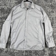 Ted Baker Endurance Shirt Mens 17 Long Sleeve Superfine Cotton Geometric Gray