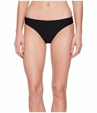  99 Nike Women Black Stretch Ribbed Low-Rise Bikini Bottom Sport Swimsuit Size L