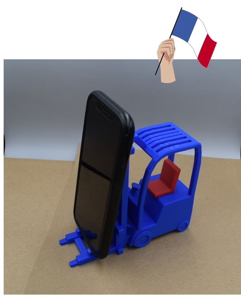 Support téléphone chariot élévateur bleu et rouge en plastique ABS pour bureau