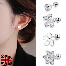 4pc/set Crystal Flower Ear Stud Helix Tragus Cartilage Earring 16G Body Piercing
