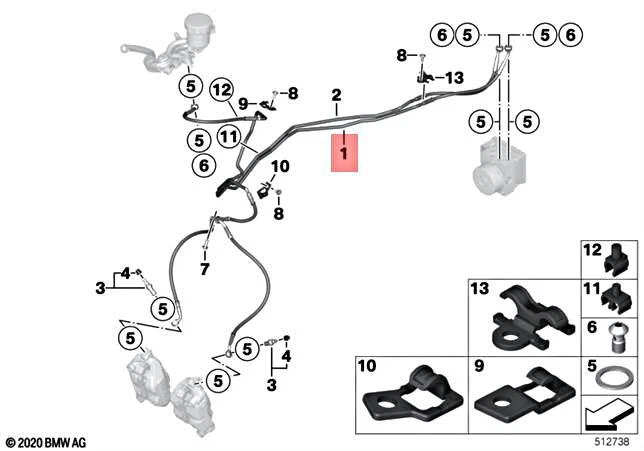 New BMW Genuine K67 S 1000 RR 19 0E20 BRAKE LINE FRONT BRAKE 