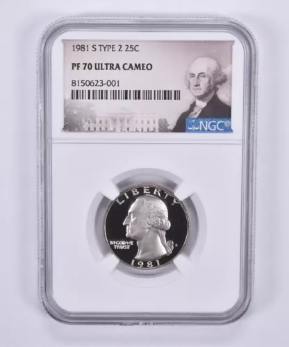 1981-S Washington Quarter Type 2 PF70 UCAM NGC Special Label