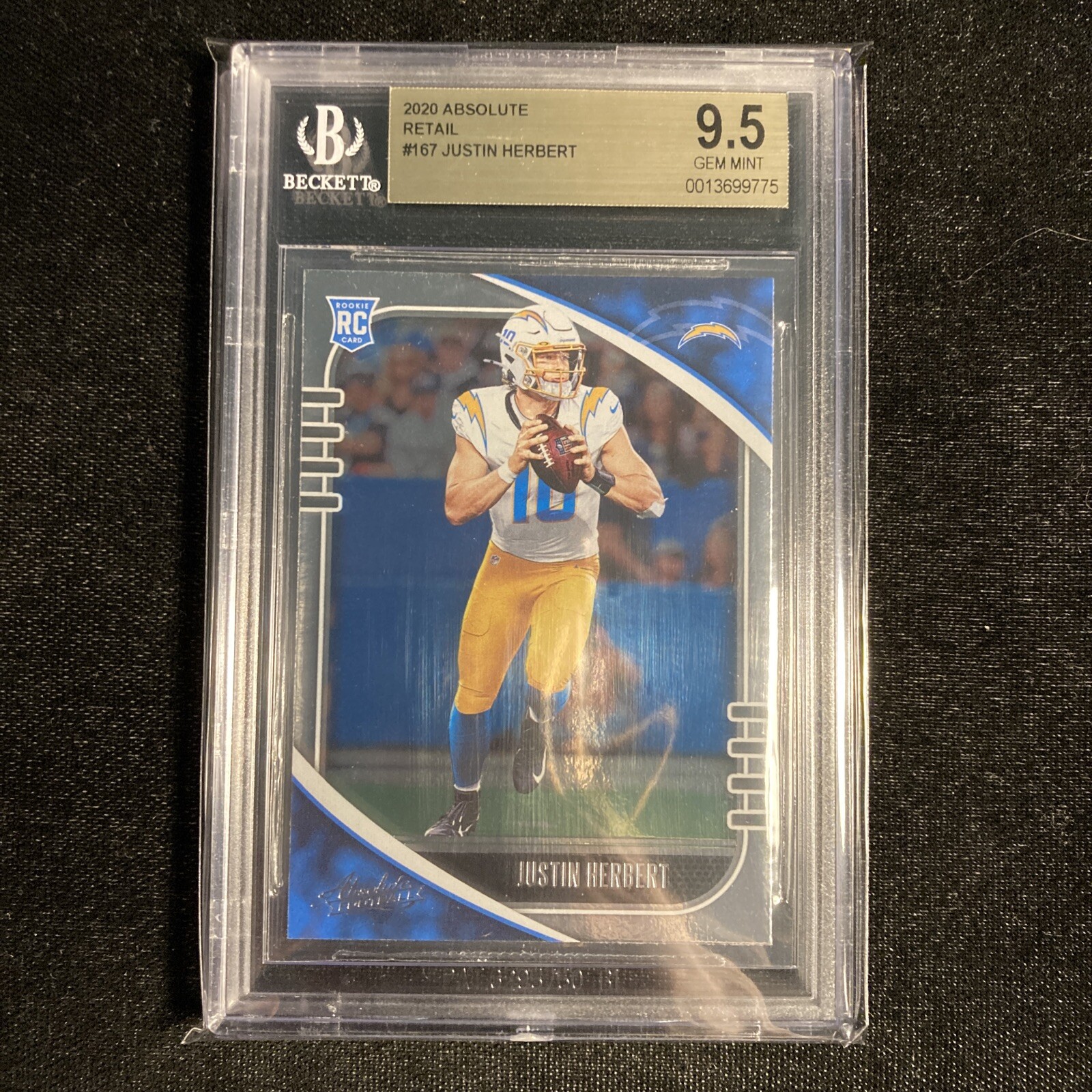 2020 Absolute Retail #167 Justin Herbert Foil RC ROOKIE BGS 9.5 Gem Mint