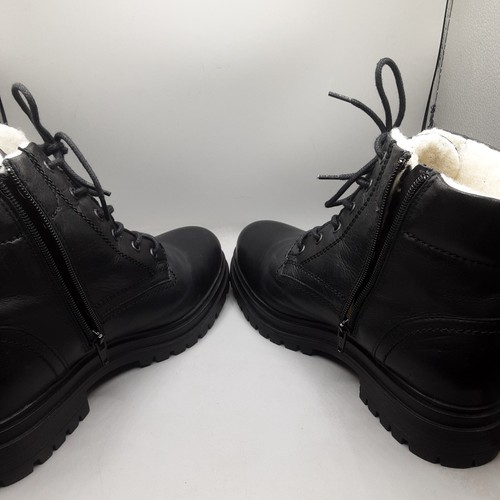 Miz Mooz Lyss Combat Boots Women's 10.5-11M EU42 Black Wool Lining A42 - Picture 6 of 14