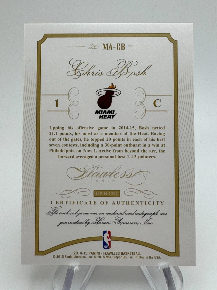 Parche Rubí 2014-15 Impecable Chris Bosh Automático/15 Usado en Juegos #MACB Miami Heat Foto 2 de 2