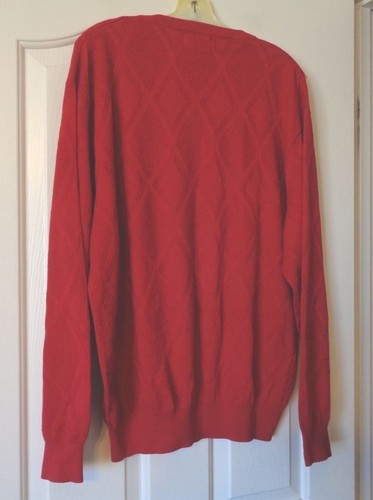 ROTER PENDLETON PULLOVER V-AUSSCHNITT 100 % PIMA-BAUMWOLLE RAUTENMUSTER LARGE - Bild 2 von 3