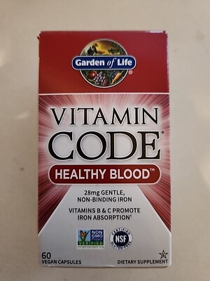 Garden of Life Vitamin Code Healthy Blood 60 Vegan Caps Dairy-Free, Dairy-Free ,