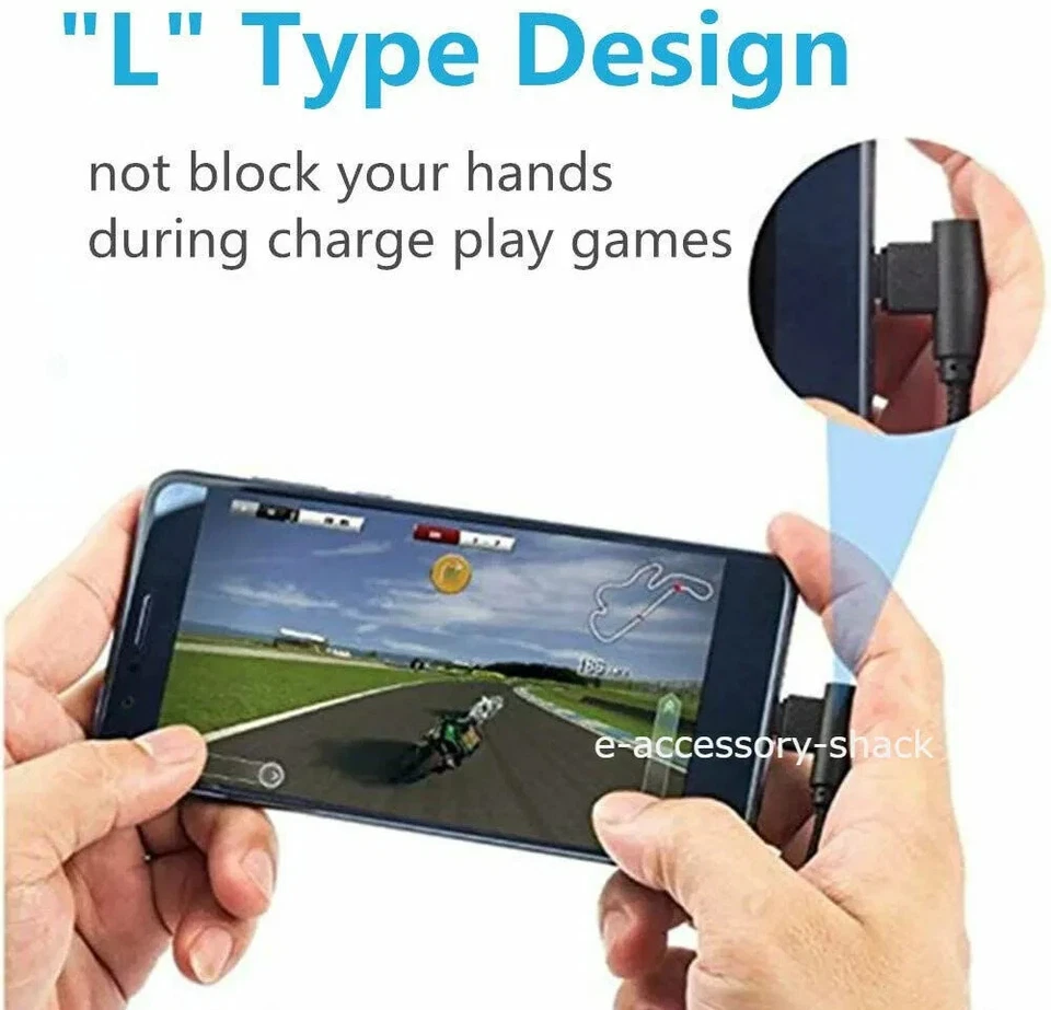 90 Degree Angle USB-C Charging Cable FOR Samsung Galaxy S24 S23 S22 S21 Ultra - Image 3 of 4