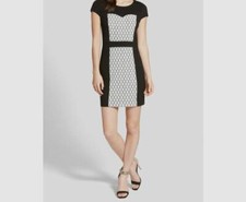  130 Kensie Women's Black Cap Sleeve Lace Embroidered Sheath Dress Size Medium