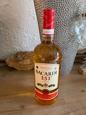 Bacardi 151 Overproof Rum, 1 Liter, 75,5% Vol., neu ungeöffnet