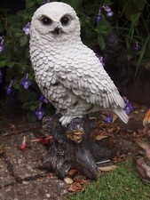 Eule Deko Figur Schnee Eulenfigur Schneeeule ca 34cm Gartenfigur wetterfest NEU