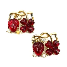 Vintage Trifari ALFRED PHILIPPE Fragonard Fruit Salad Red Replacement Stones