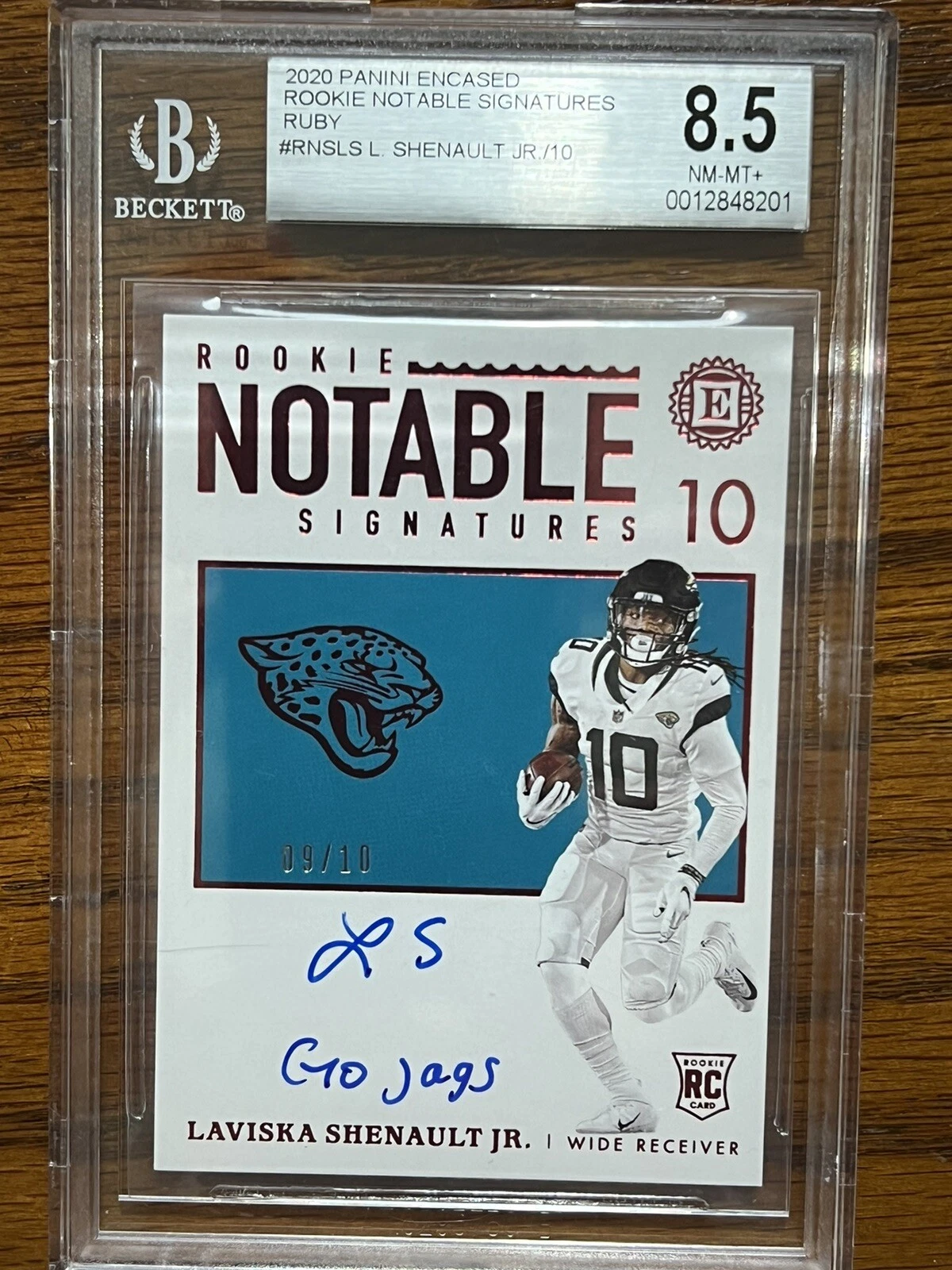 Laviska Shenault Jr. Panini Encased Rookie Notable Signatures #LS Ruby