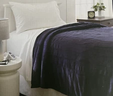 Threshold Heated Microplush Blanket - Twin Size Color: Xavier Navy 