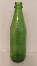 Vintage  7UP Soda Pop Embossed Green Glass 10 oz Glass Bottle-1970's FREE  SHIP