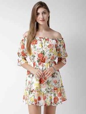 Forever 21 Women's Multi-Color Floral Printed Off-Shoulder Dress Size M