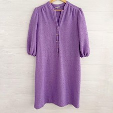 Vintage Marty Gutmacher - Purple textured stretch button dress 3/4 sleeves XL
