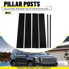 Black Window Pillar Post Door Trim Cover For 2015-20 GMC Yukon Chevrolet Tahoe D