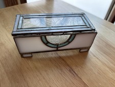 Vintage Stained Glass Trinket Box Jewelry Hinged Handmade