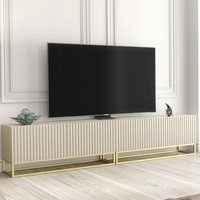 TV Unit TV Stand Cabinet Sideboard Media Cashmere Gold Fluted Modular 200cm