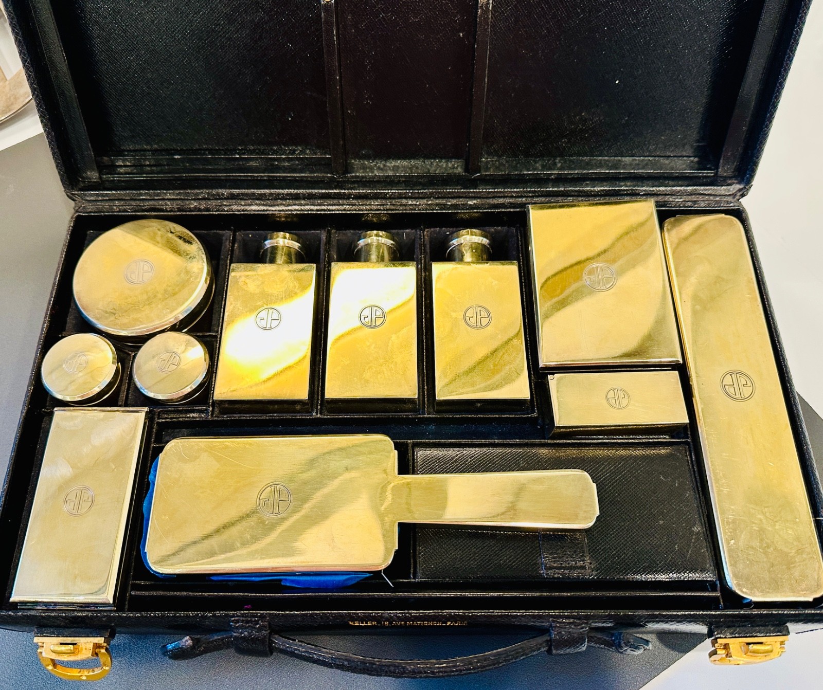 Jean Puiforcat Gustave Keller 950 Silver Art Deco Sterling  Travel Case Set Gift