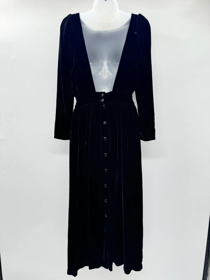 Vestido De Colección Eileen West Terciopelo Espalda Abierta Talla 6 Negro Evento Formal Seda Glamour Foto 2 de 4