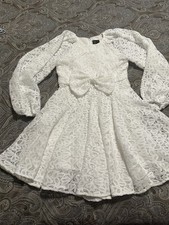 Bardot Junior Kid's Girl's White Ella Lace Dress With bow Size 14