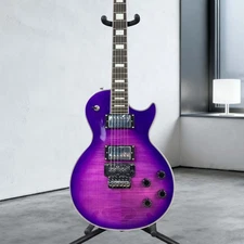 Les Paul Custom Electric Guitar Floyd Rose Tremolo Bridge Purple Body HH Pickups